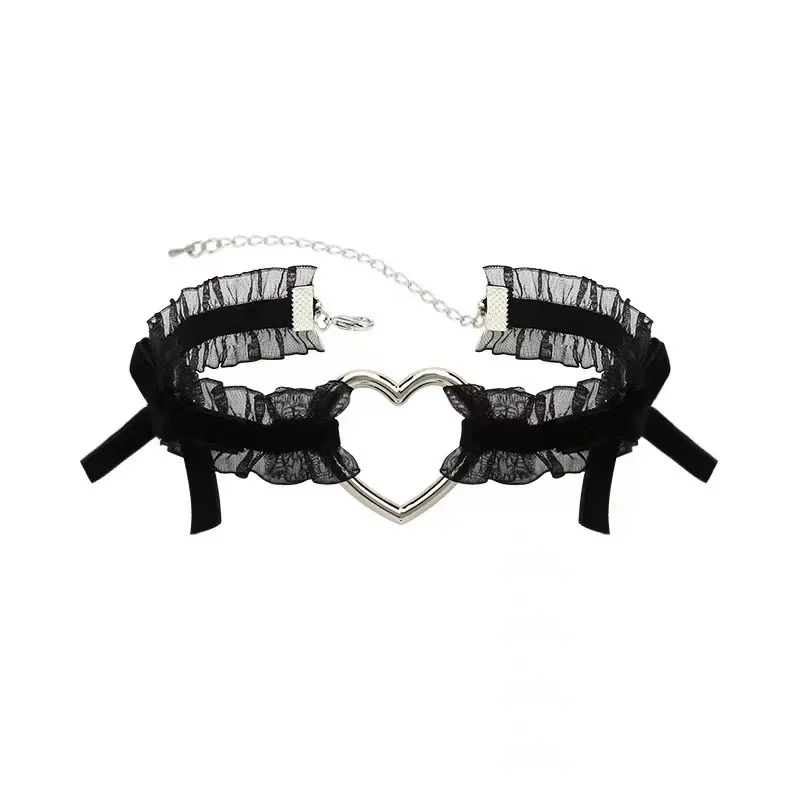 Original design Charm Harajuku Punk Sweet Simple Individuality Tide Fashion Maid Sex appeal Black Lolita Lace Love Choker