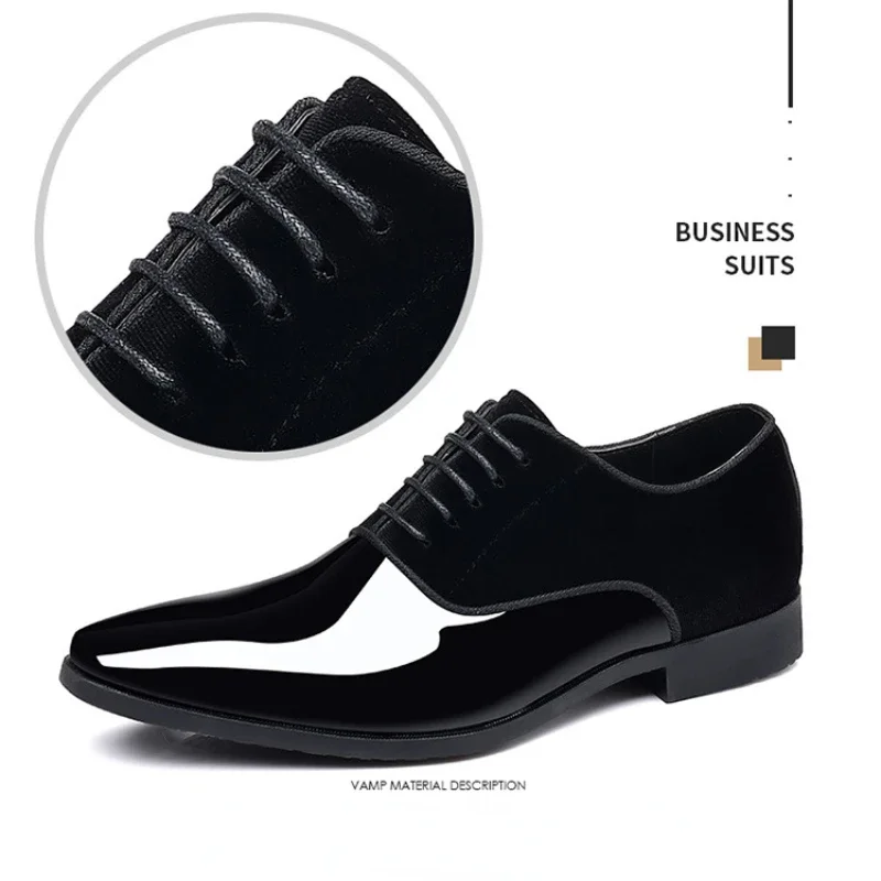 Oxford-Chaussures provoqué pointues en cuir pour hommes, chaussures de mariage en laque de luxe, chaussures Derby classiques, taille 38-48, nouveau,