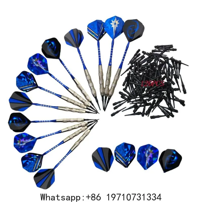 12pcs 18G Soft Tip Darts with Aluminum Shafts - Includes 120 Extra Tips & 4 Flight Protectors Complete Electronic Dartboard Set