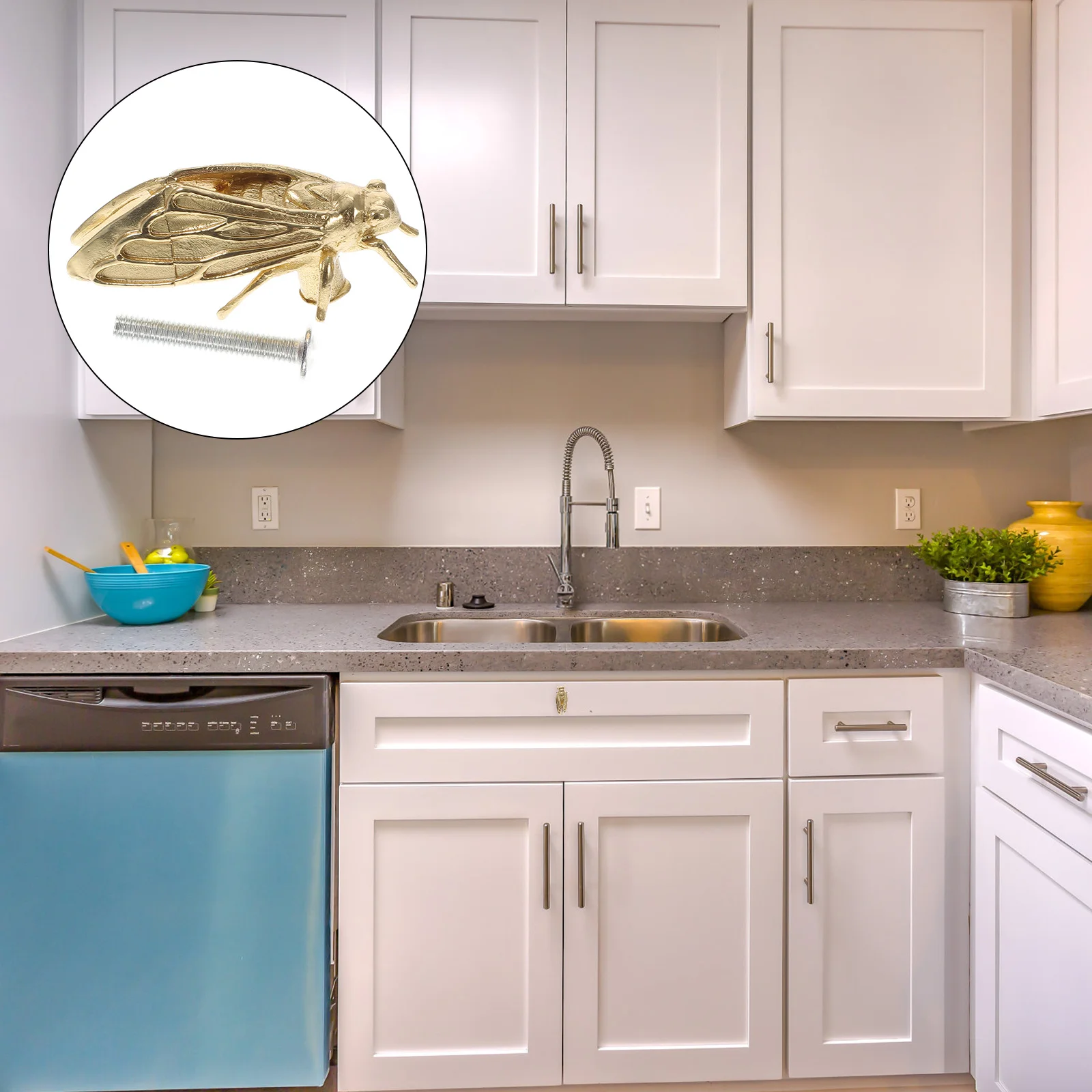 

Brass Cabinet Handle Cicada Shape Vintage Drawer Pulls for Kitchen Bathroom Bedroom Wardrobe Cupboard Dresser Gold