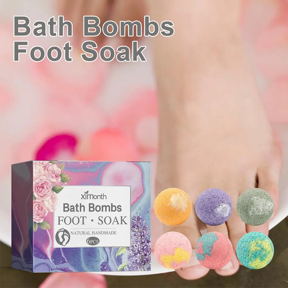 6Pcs /box Herbal Essential Oil Bubble Bath Ball Bathing Organic Spa Bath Foot Mini Gift Natural Handmad Bath Bombs Ball N6C2