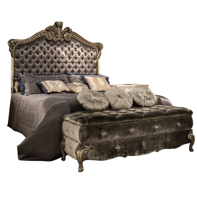 

Кожаная кровать в главной спальне, простой современный каркас, двуспальная кровать для хранения вещей в спальне из березы