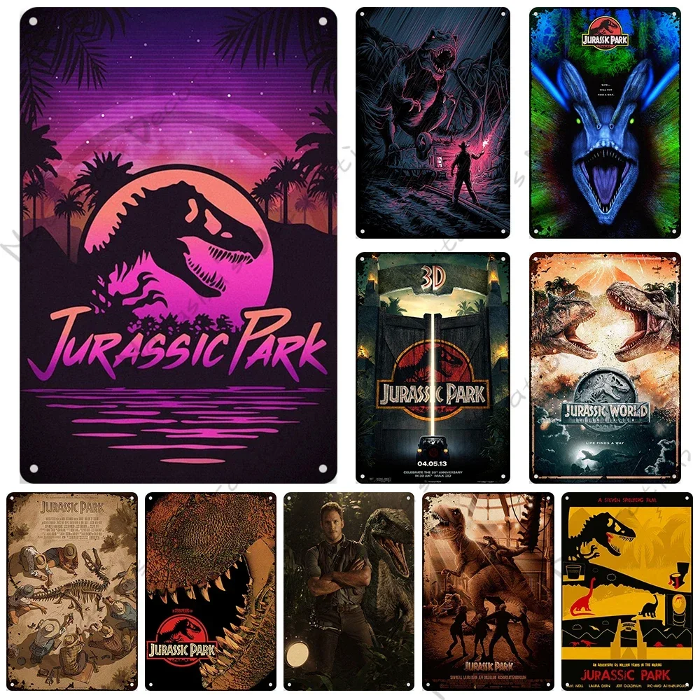 Classic Movie Jurassic Park Metal Tin Sign Bar Cafe Retro Wall Plate Metal Plaque Rusty Metal Signs Industrial Decor Plate