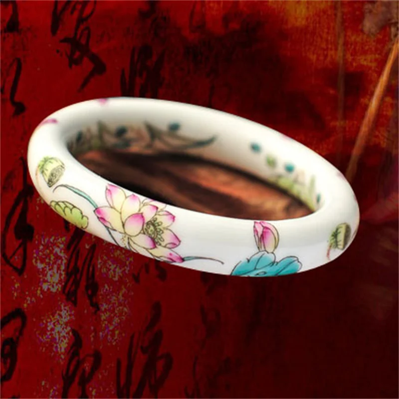 Chinese Antique Blue and White Porcelain Bangle Classic Ethnic Jingdezhen Ceramic Crafts Collection Jewelry Gifts Collection