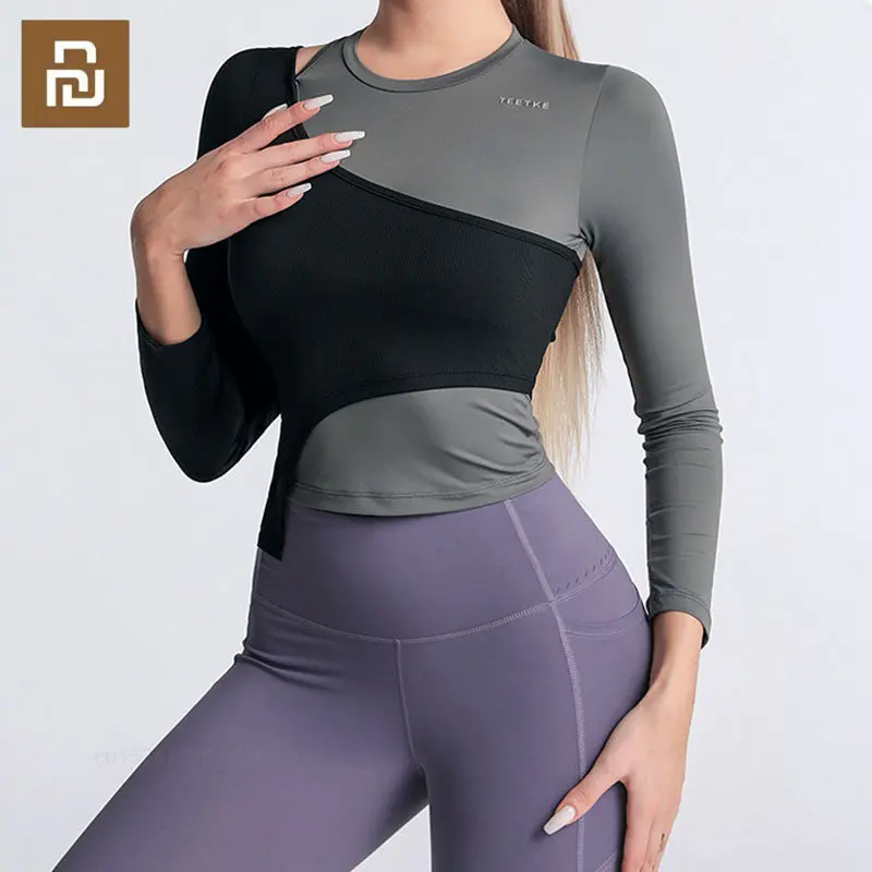 Youpin Women's Sports Wear for Fitness Running Jogging Seamless Long Sleeve Gym Sport Shirt Yoga Top Female Workout Tops T-shirt