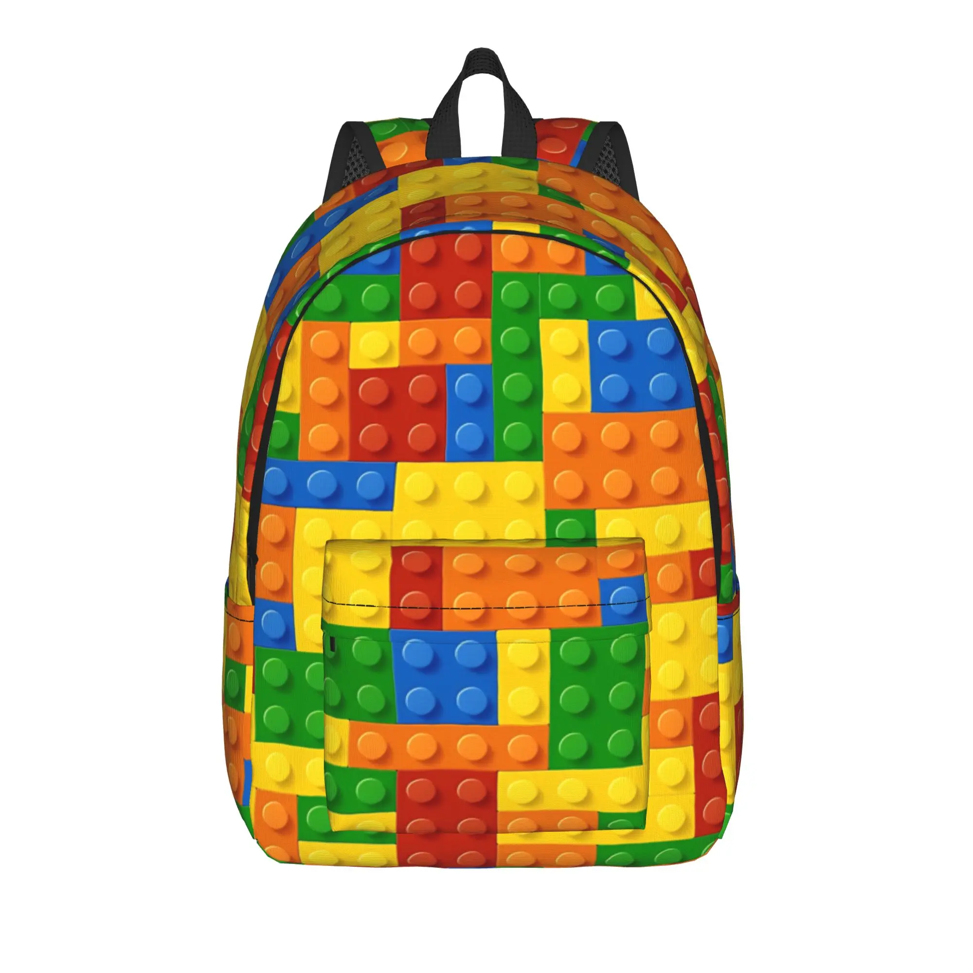 Building Blocks Construction Brick  Casual Backpack Durable High School Work  Daypack for Men Women Laptop Shoulder Bag