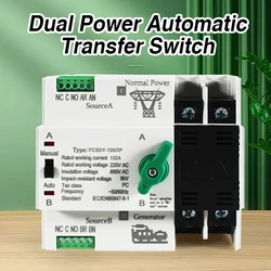 ATS 110V 220V PC Dual Power Automatic Transfer Switch 63A 100A Household Power Transfer Switch 50/60Hz