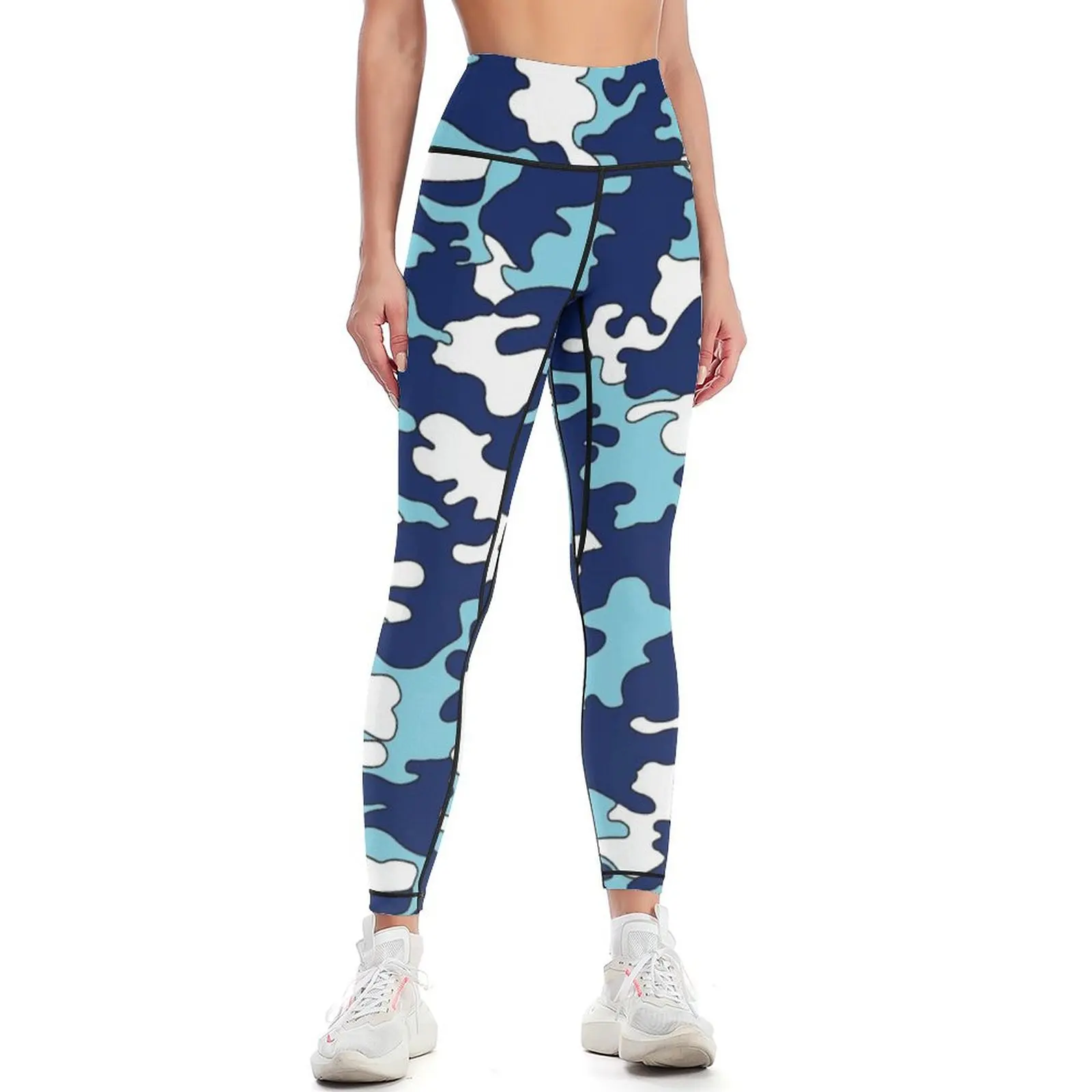 

Blue & Blue Detailed Camo Leggings sportswear for gym Tight fitting woman workout clothes for Womens Leggings