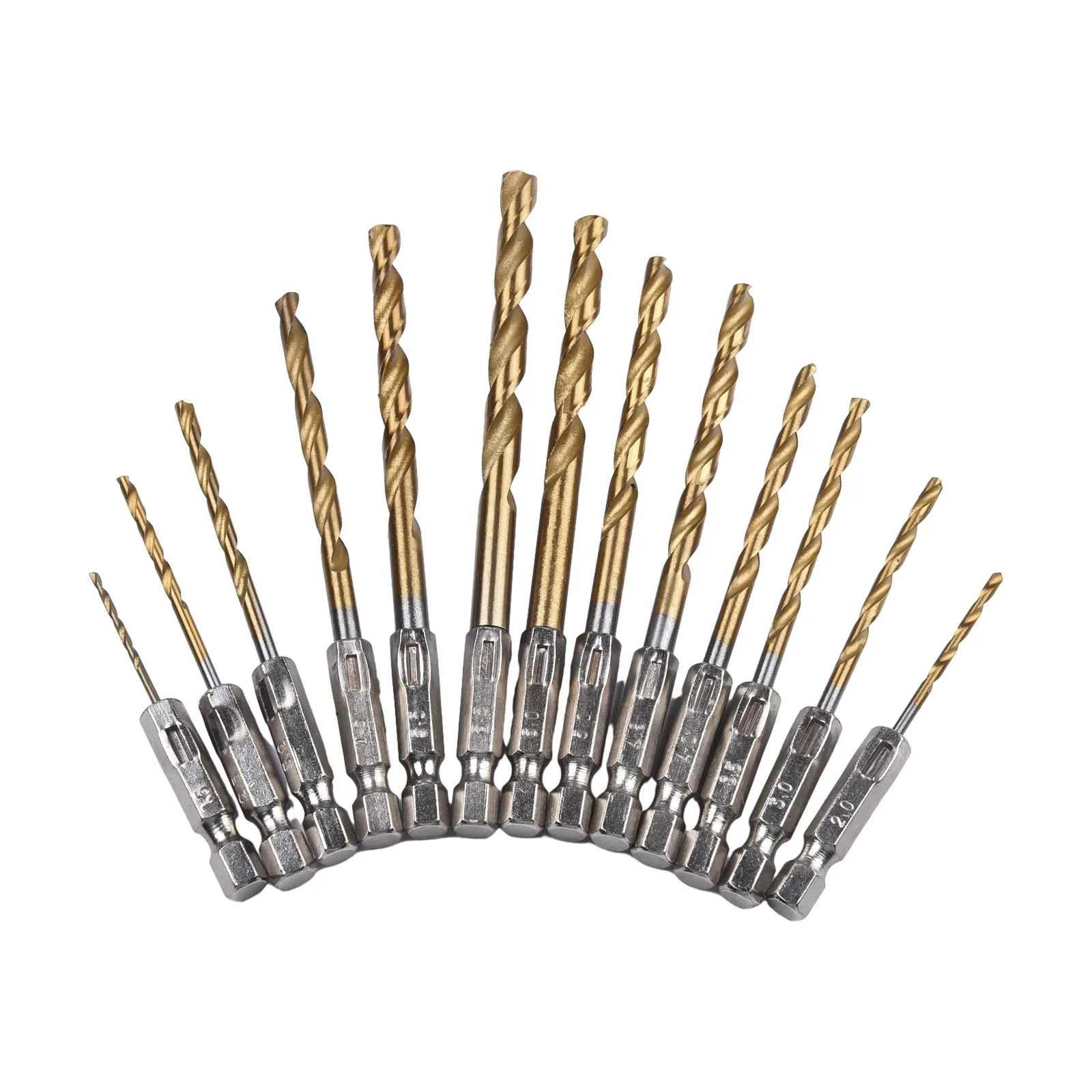Innovative Design 13pcs HSS Coated Drill Bits Featuring Fast Change Hex Shanks Suitable for Use in Woodwork and Other Projects