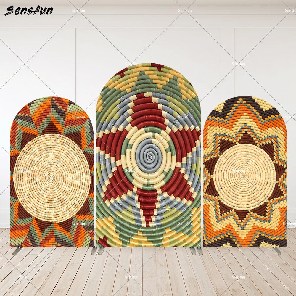 التقليدية الاثيوبية الأزهار قوس غطاء خلفية مستديرة أفريقيا الملونة سلة قوس لوحات الحائط المكسيكي حفلة عيد ميلاد الديكور