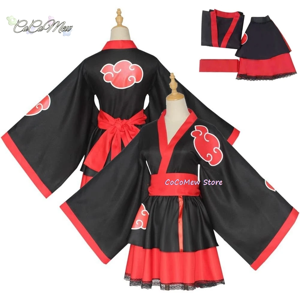 Anime Cosplay female Dress Women Costume Akatsuki Kimono Girl Dress Uchiha Sasuke Lolita Clothing Suit party uniform