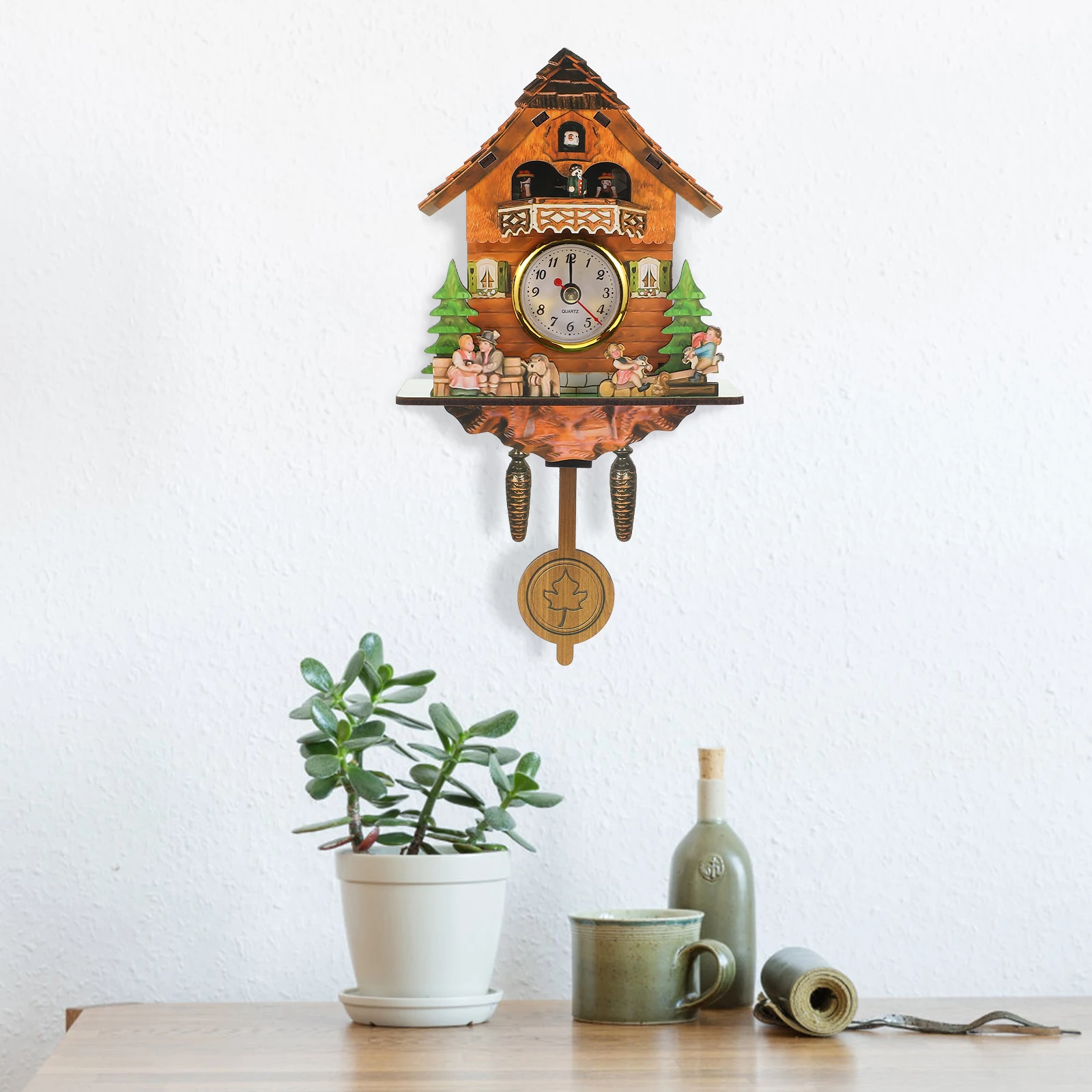

Retro Hanging Wall Clock Decorative Lightweight Wooden Cottage Style Home Farmhouse Bedroom Pub Hotel Decoration for Gift