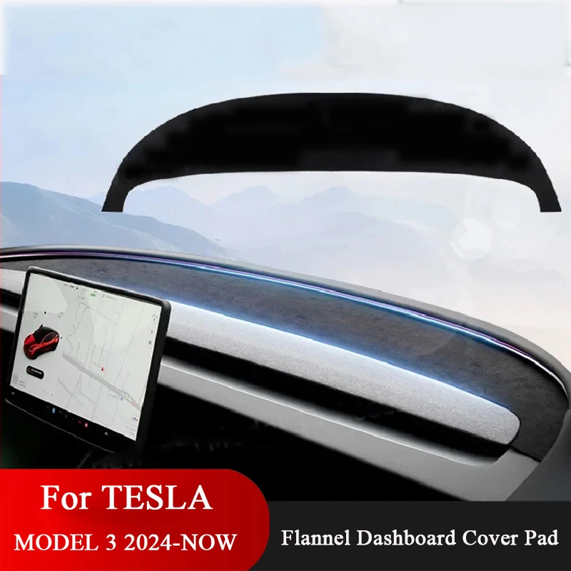 

Dashboard Cover For Tesla Model 3 2024 Highland Flannel Dashboard Pad Dash Mat Decorative Sun Protection Interior Accessories