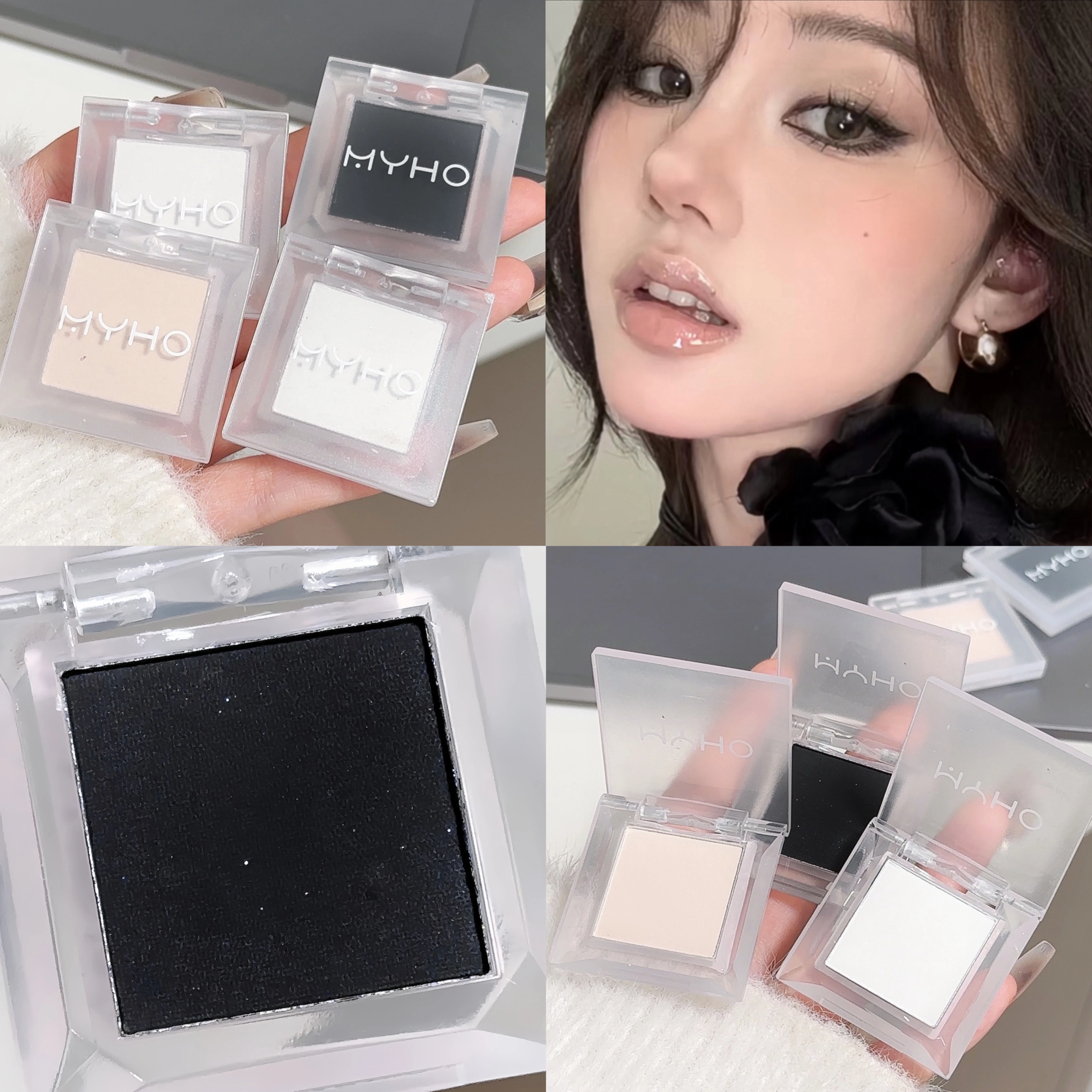 INS Smoky Monochrome Lidschatten-Palette Black and White Soot Nude Matte Brightening Base