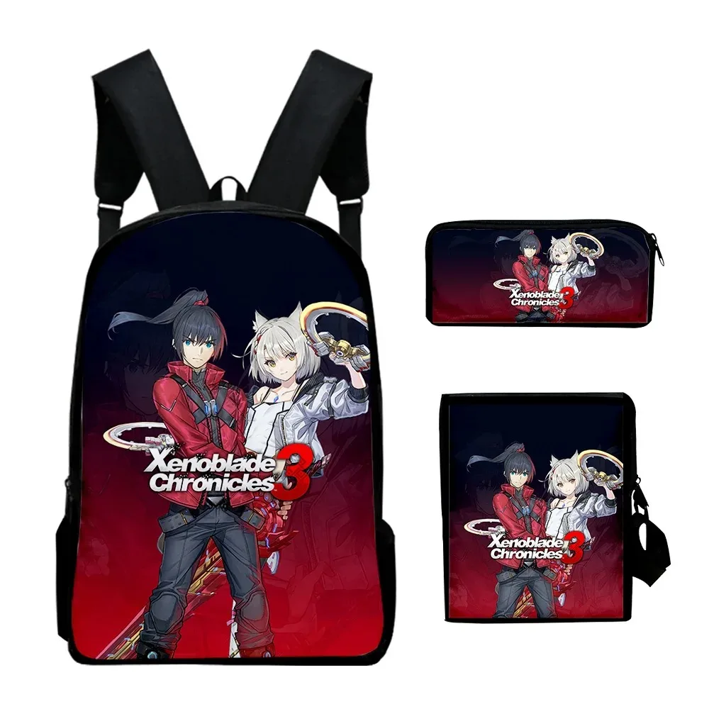 Harajuku Xenoblade Chronic 3 Set Print School Backpacks, Laptop Backpack, Backpack, Tilt Shoulder Bag, Pencil Case, 3Pcs Set