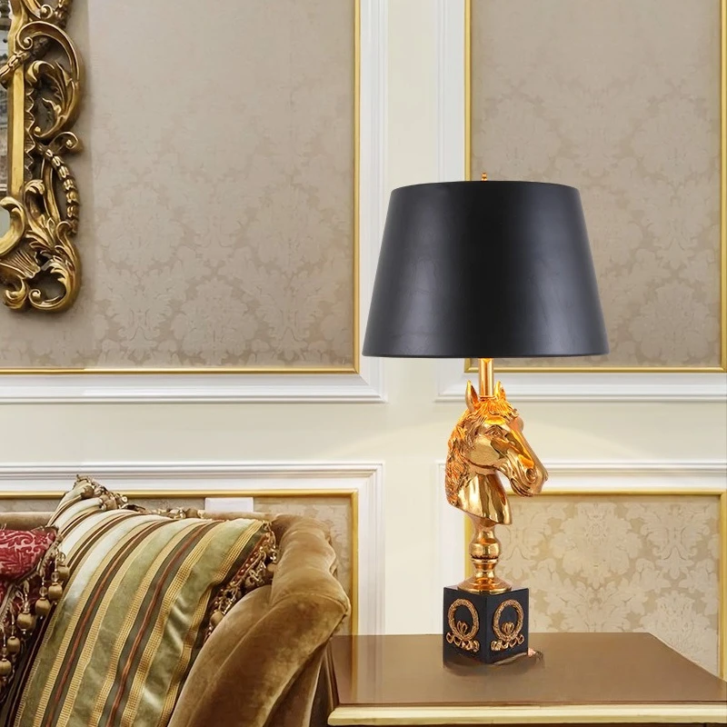 French table lamp European villa luxury retro living room large table lamp bedroom bedside table  study  all copper tab