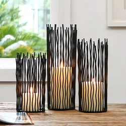 Nordic Style Luxury Abstract Pen Container Iron Cylinder Candle Holder Lantern Home Desktop Decoration Wedding Party Ornaments