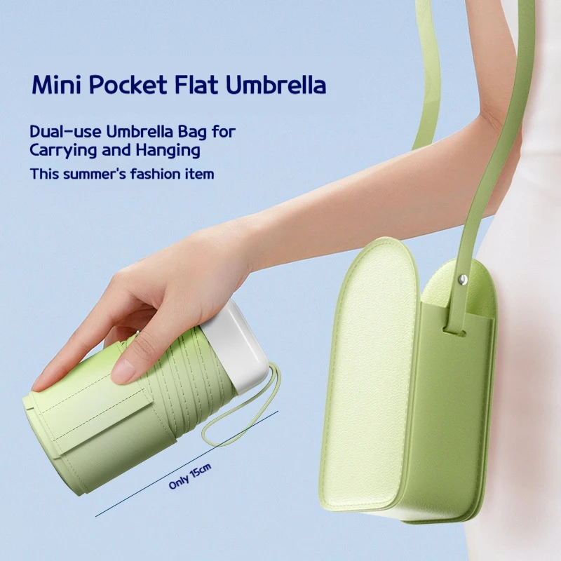 Colored Rubber Six-Fold Umbrella 14cm Portable Pocket Sun Protection UV Resistant Folding Card Umbrella