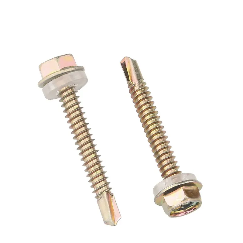 M4.8 M5.5 Outer Hexagon Self Drilling Tapping Screws Color Zinc Plated Carbon Steel Hex Dovetail Wooden Screws with Washer