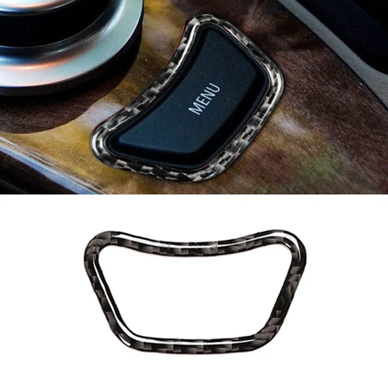 For BMW 5 Series E60 E61 2004 2005 2006 2007 2008 2009 2010 Carbon Fiber Car Interior Center Control MENU Button Frame Cover