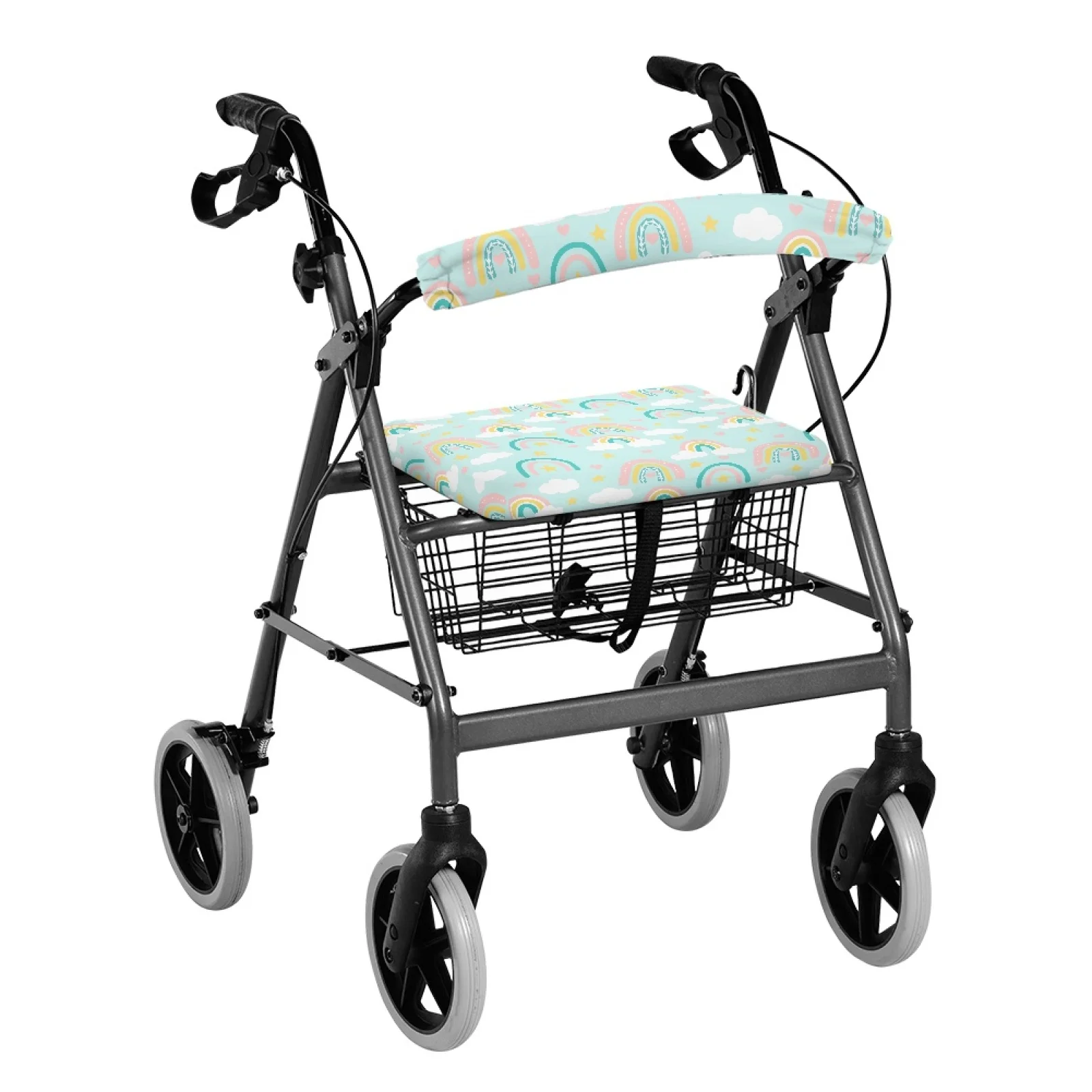 Coloranimal Rainbow Pattern 2 Pcs Rollator Seat Back Cover Polyester Rollator Seat Back Rest Covers for Parents