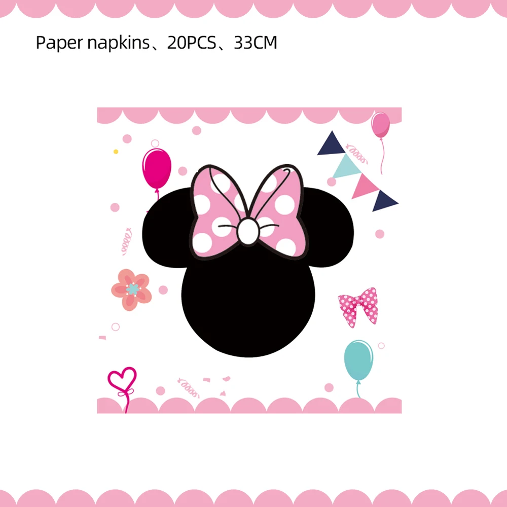 Disney Minnie Maus Party Dekoration alles Gute zum Geburtstag Minnie Geschirr Set Banner Ballon Dekoration Baby Dusche Party liefert