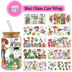 Toy Story UV DTF Cup Wrap 16oz Libbey Glass Can DIY Sticker Cartoon Selfadhesive Washable DIY Story Friends