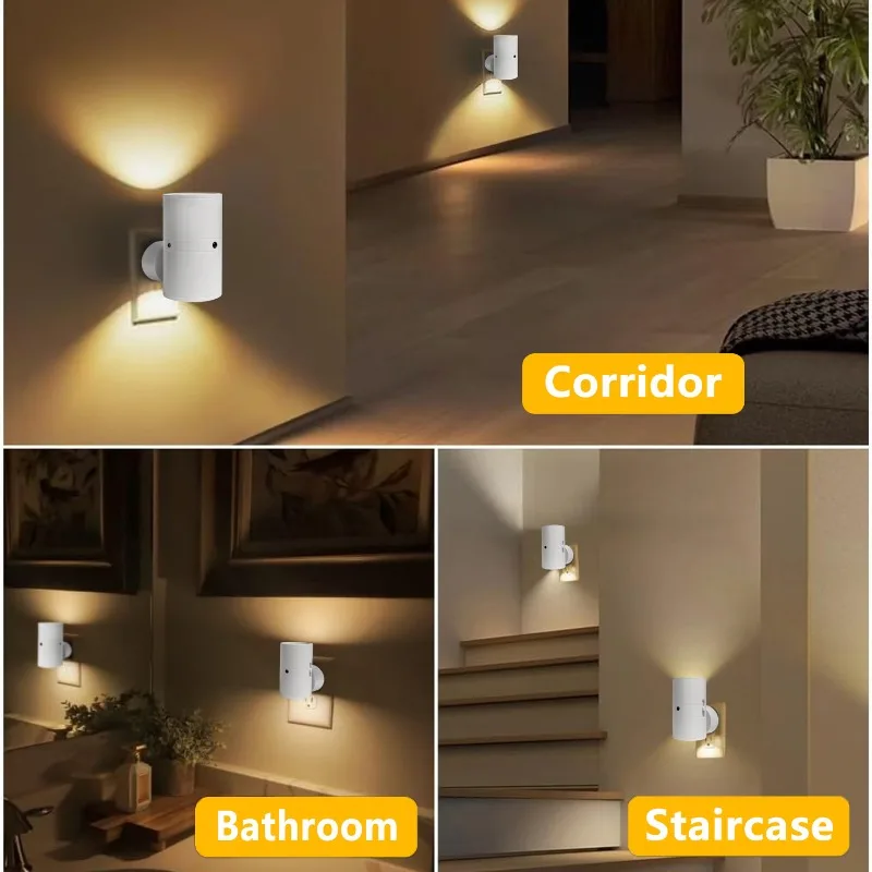 مصباح جداري بمستشعر للتحكم في الضوء الأبيض الدافئ، 3 ألوان قابلة للتعديل، مصباح سلم مناسب لغرف النوم والمكاتب بجانب السرير