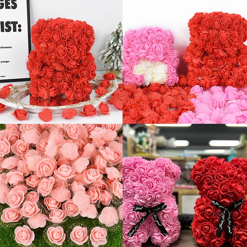 

50PC Mini Artificial Flower Foam Rose Flower Heads DIY Scrapbooking Valentine's Day Gift Birthday Wedding Home Decor Fake Flower