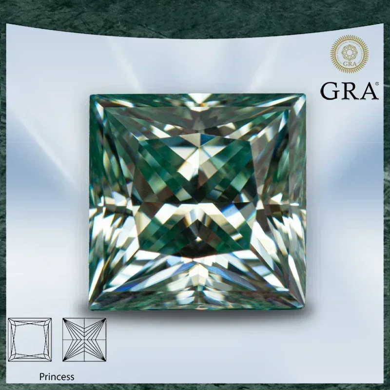 

Moissanite Natural Colour Princess Cut Yellow Green Colour VVS1 with GRA Certificate Gemstone Charms Top Jewelry Making Material