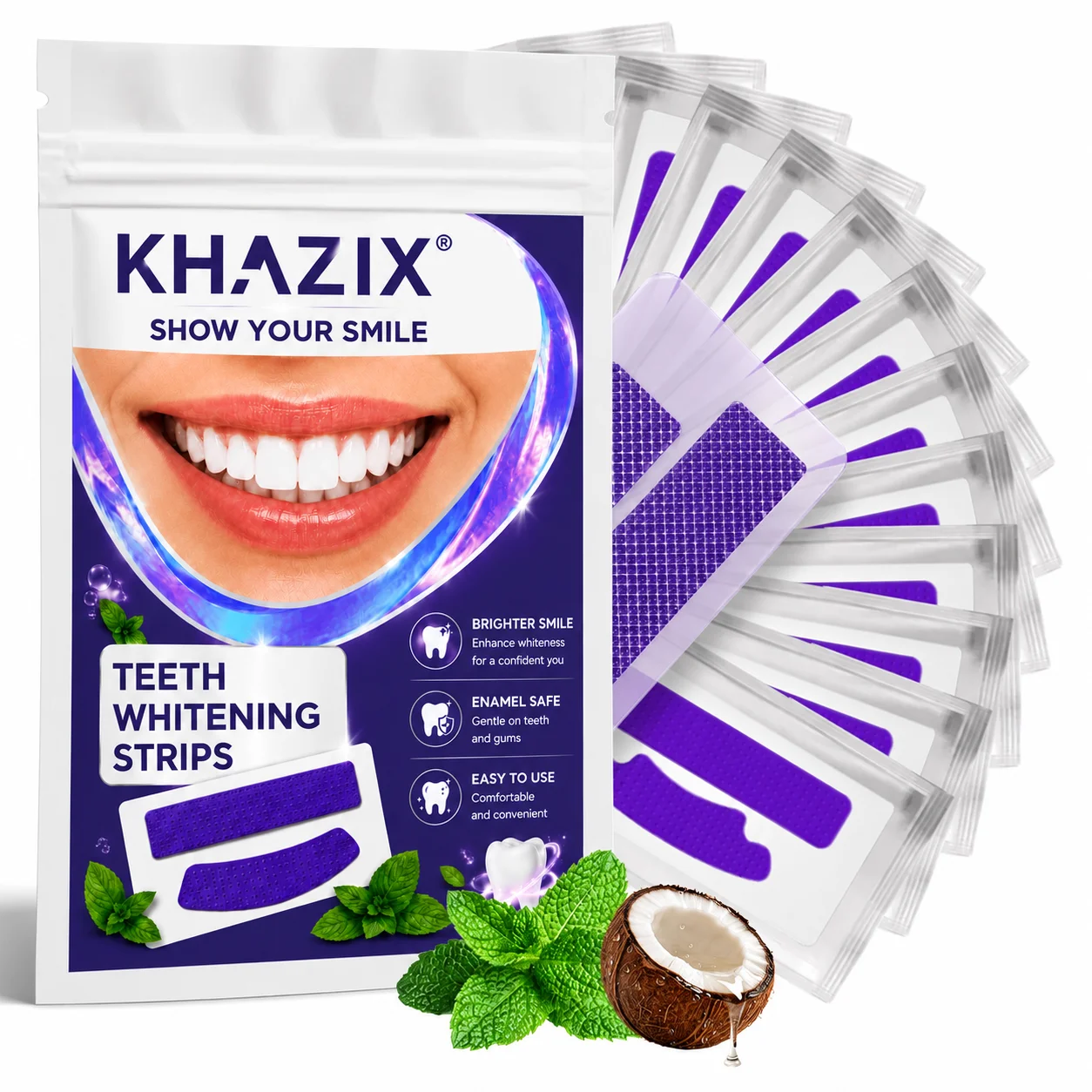 7 Pairs Teeth Whitening Strips for Whiter-Looking Smile, Flexible Tooth Strips Easy to Apply for Daily Cosmetic Care