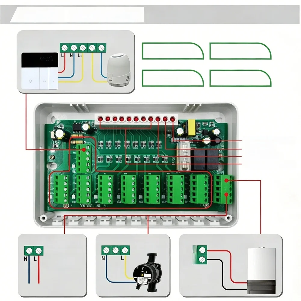 5 Way 8 Way Floor Heating Control Box Hydronic Radiant Thermostat For Multi For Zone Temperature Regulation For Central Heating