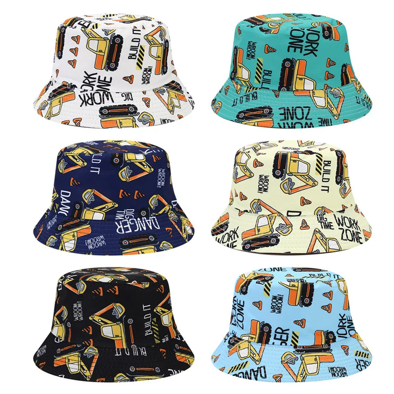 Bocca Cartoon Children Bucket Hat Boys Girls Kids Fisherman Hats Printing Panama Cap Letter Pattern Double Sides Sunscreen New