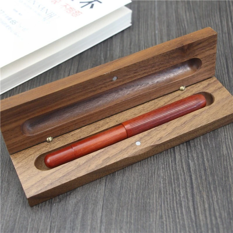 high-end-ebony-fountain-pengold-silver-blade-f-05mm-nib-solid-wood-feel-signature-student-practice-pen-high-end-wooden-box-pens