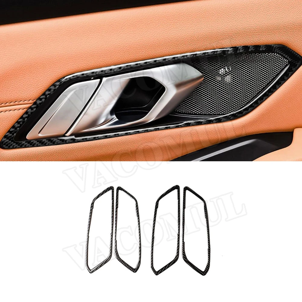 

Carbon Fiber Interior Trims Car Door inner Handles Bowl Decorative Frame Cover Stickers For BMW G20 G28 2019 2020