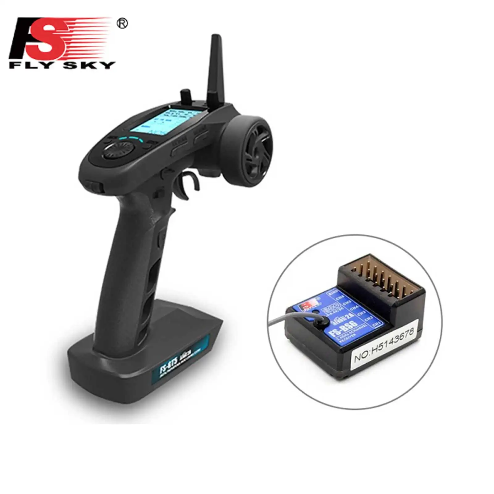 FlySky FS-GT5 2.4G 6CH AFHDS RC Transmitter w/ FS-BS6 Receiver for RC Car Boat