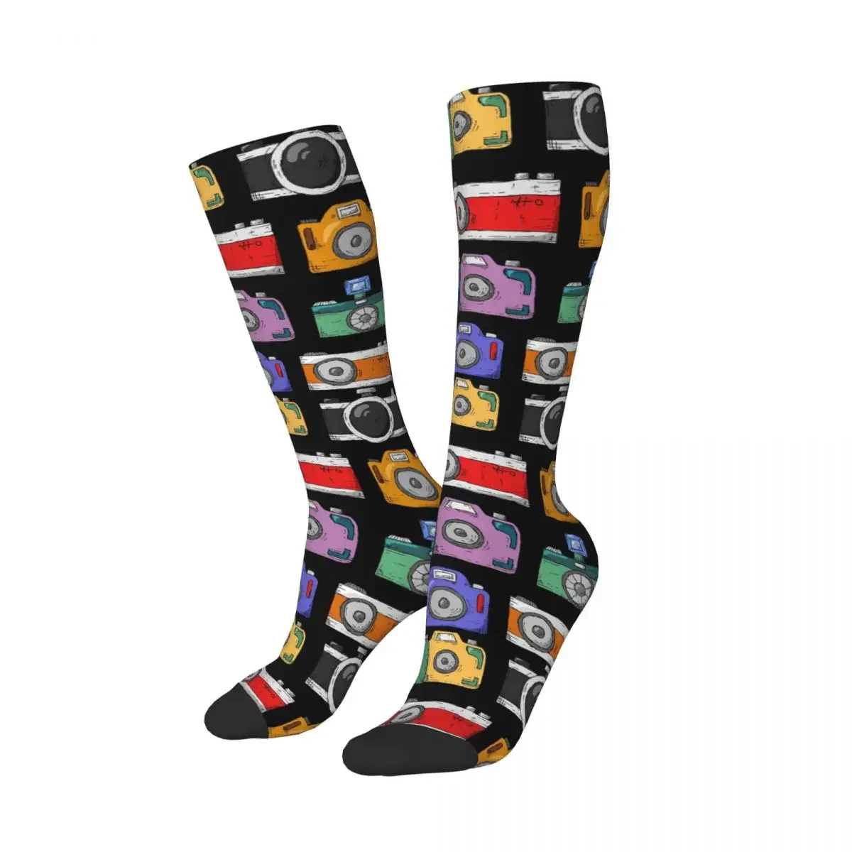 Retro Camera Sketches Socks Harajuku Sweat Absorbing Stockings All Season Long Socks Accessories Man's Woman's Christmas Gifts