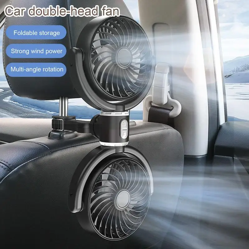 USB Automotive Fan Portable Air Conditioner for Home Office 360 Degree Rotatable Dual Head 3 Speed Seat Fan Cars Electric Fan
