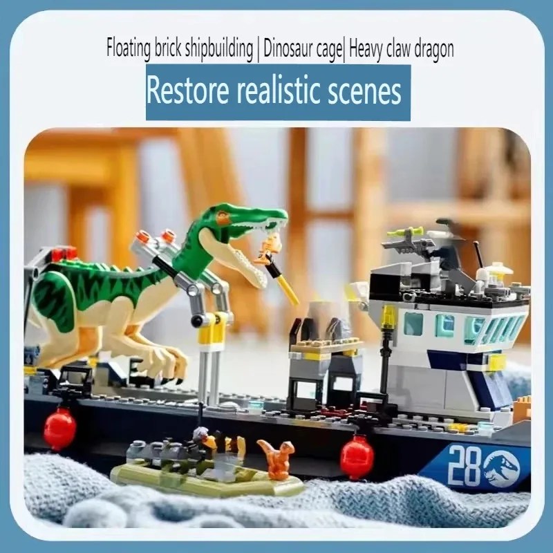 Dinosaurio serie 76942 captura tiranosaurio Rex jaula garra pesada dragón transporte barco niño batalla montaje modelo de bloques de construcción