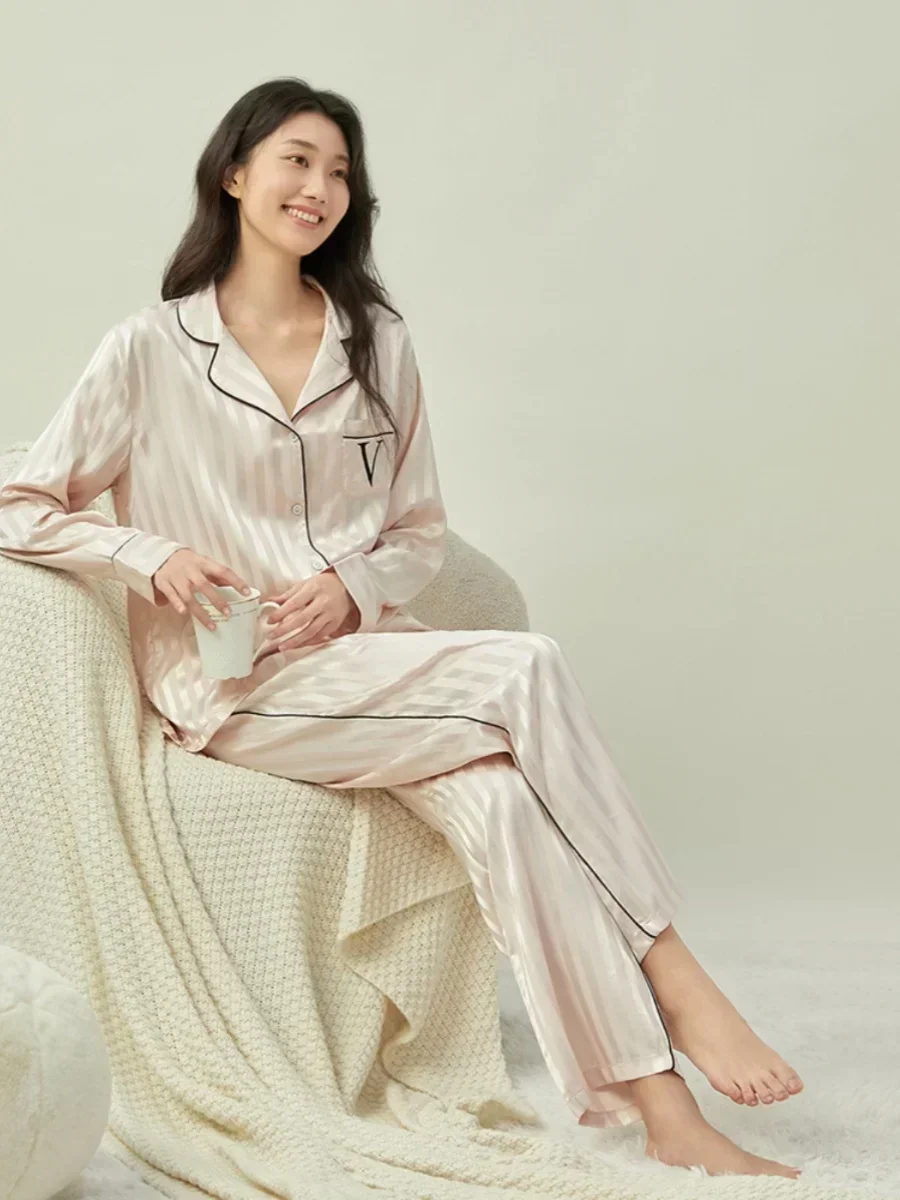 Weijia Liu Yifei Yang Mi same style long-sleeved trousers pajamas set women silk satin silky autumn and winter home clothes