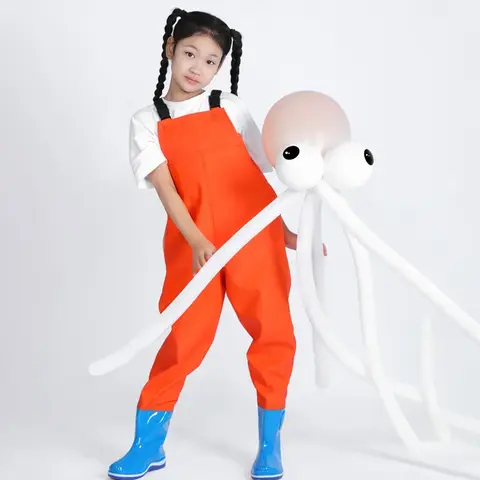 2024 Barn Fiske Bröstvadare Utomhusaktiviteter Flickor Pojke PVC Regnbyxor Vattentäta Stövelfoder Snabbtorkande Jakt Fiske Dräkt 10 best sales vadarbyxor - №6