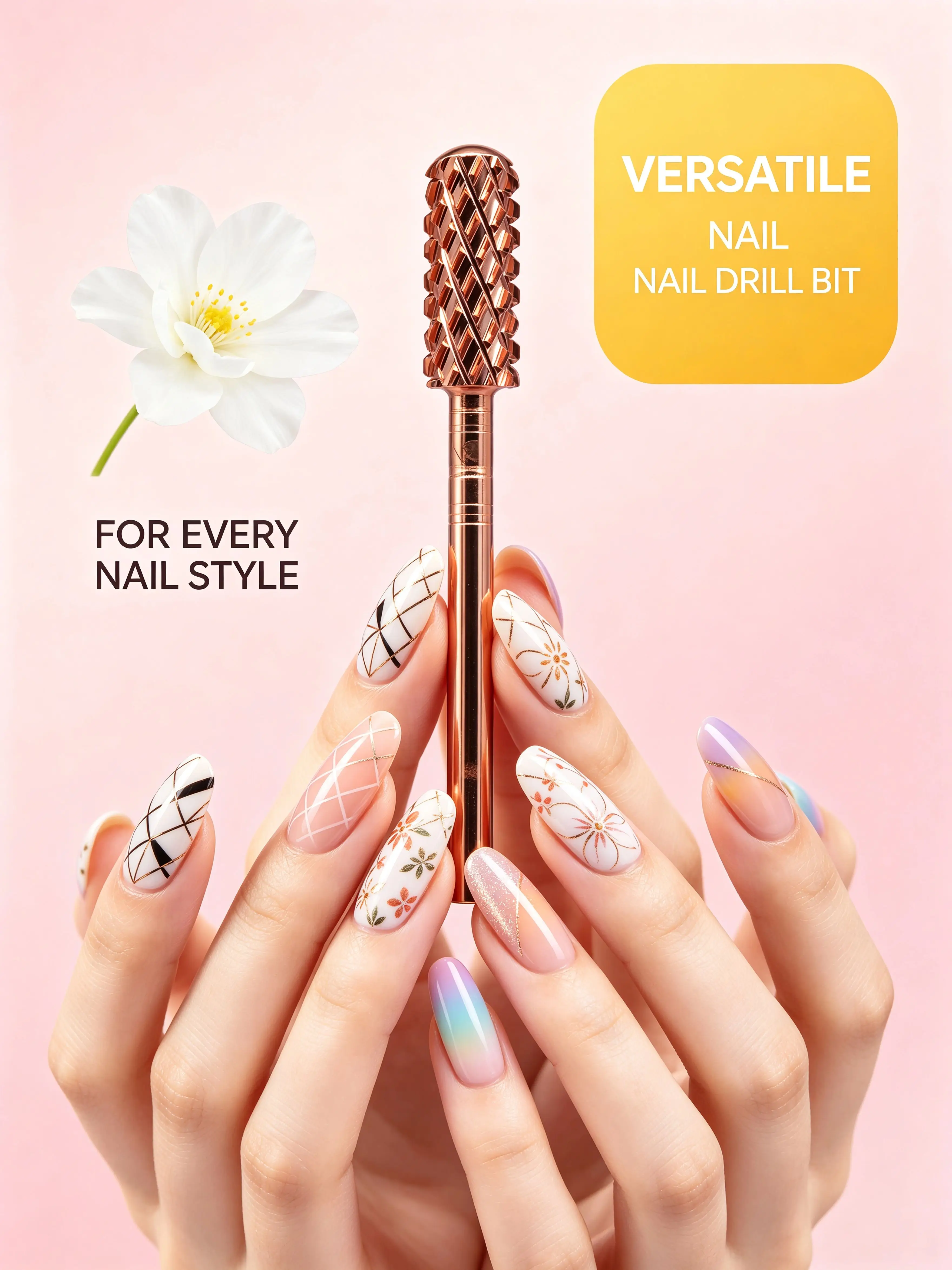 RolinStar 7 Farben 4XC 5.35 Kleiner Runder Oberer Schaft Sicherheits-Stahlkarbid Maniküre Nagelbohrer-Feilenzubehör – Detail 1