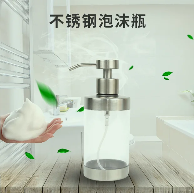 

304 stainless steel transparent hand soap bottle foam bottle shower gel bottle hand soap bottle