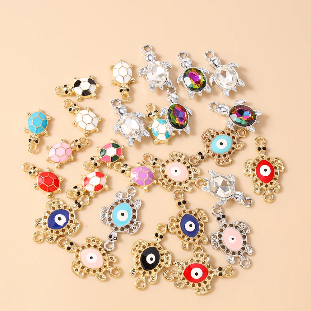 20 Stück 10x18mm Cartoon Bunte Emaille Tier-Schildkröten-Anhänger für die Herstellung von Halsketten, Ohrringen, DIY-Bastelarbeiten und Schmuckzubehör – Detail 2