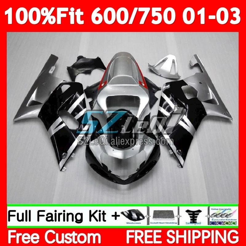 Injection For SUZUKI GSXR750 K1 GSXR Silvery black 750 600 CC 74No.4 GSXR-750 GSXR600 01 02 03 GSX-R600 2001 2002 2003 Fairings