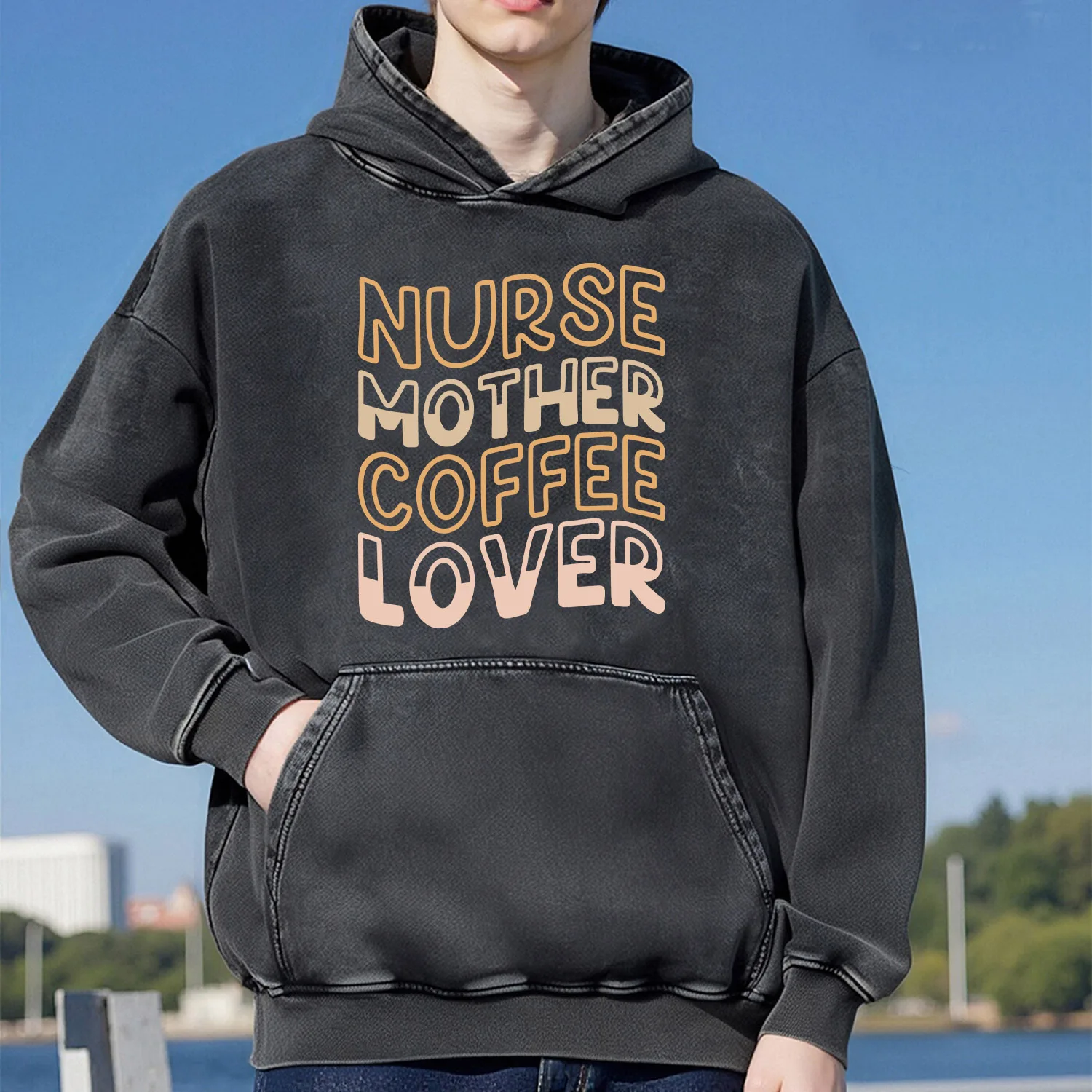 

Толстовка с капюшоном в стиле ретро NURSE MOTHER, унисекс, повседневная, спортивная, из чистого хлопка, модная уличная, 400 г