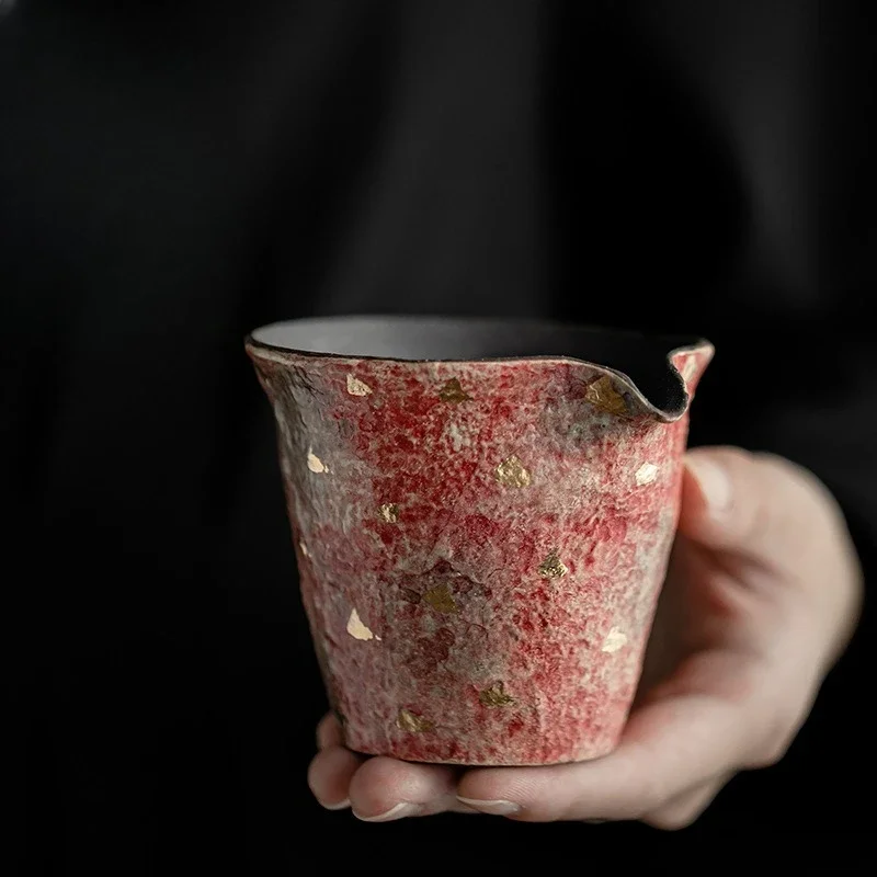 Retro Dianjin Rock Mine Painted Pottery Pingyan Fair Cup TeaSea Dividing Tea Uniform TeaCup KungFu TeaSet Accessories Public Cup
