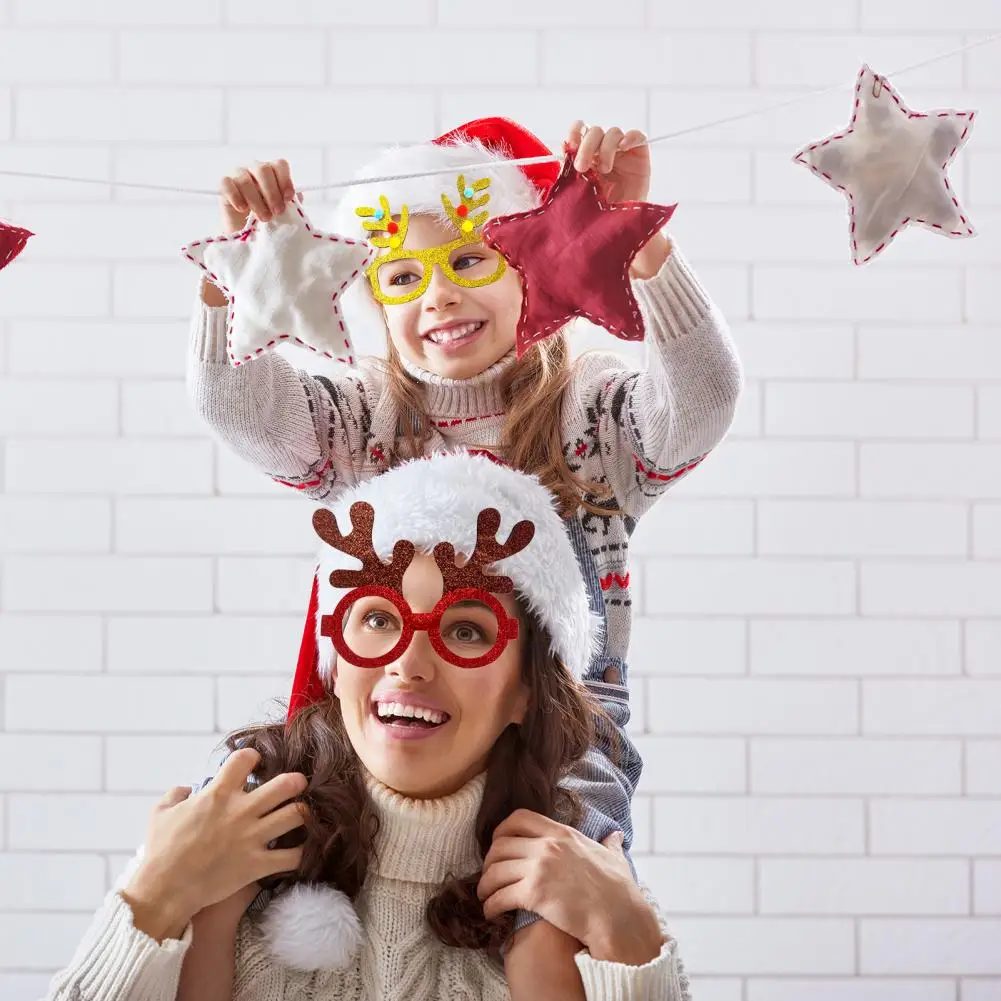 Antlers Letter Glasses Frame Cartoon Lensless Funny Christmas Glasses Red Hat Christmas Tree Spectacle Frame Decorative Glasses