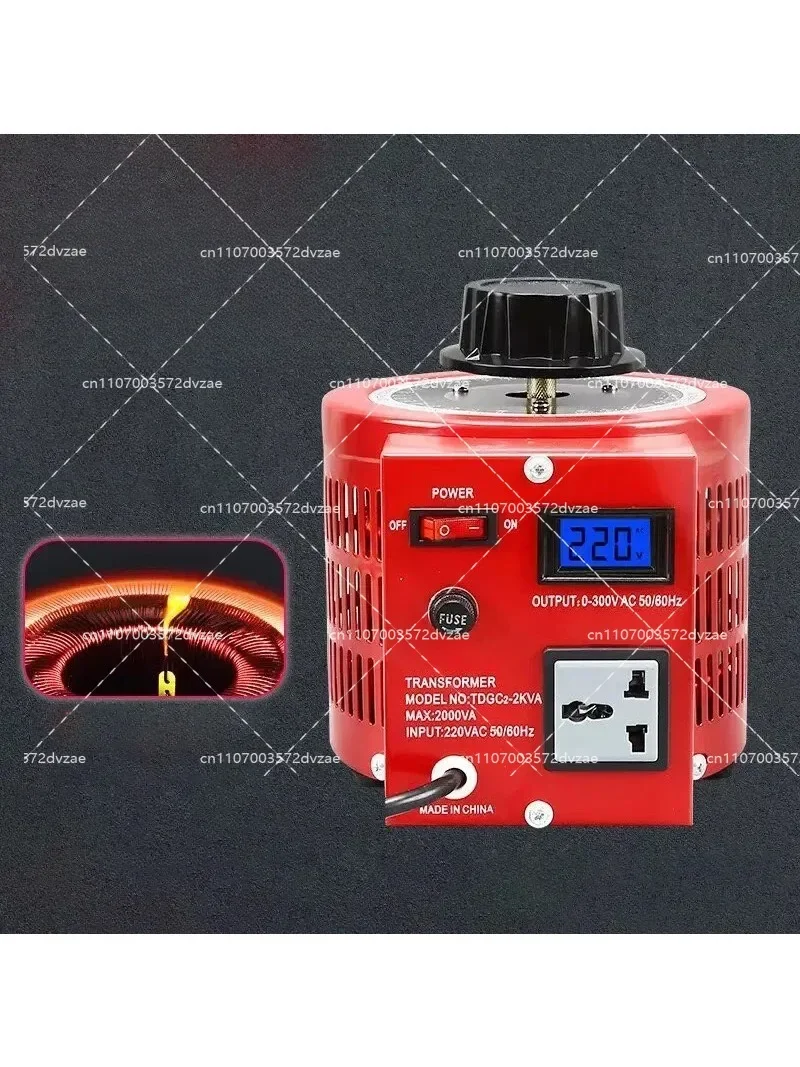 Single-Phase Variable Transformer 1000VA/2000VA 0-300V Output Regulator Electrical Control Power Adjustment Tool for Home