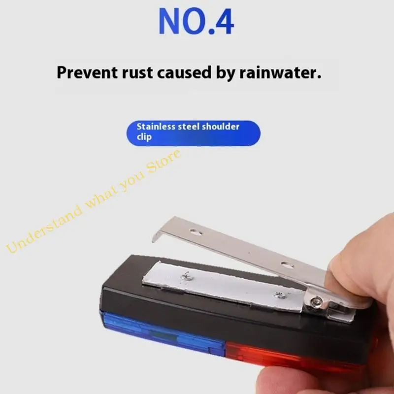 J60A مصباح تنبيه عالي الوضوح USB قابل لإعادة الشحن 4 وضع الإضاءة مقاوم للماء مشبك كتف خفيف للتخييم والتنزه